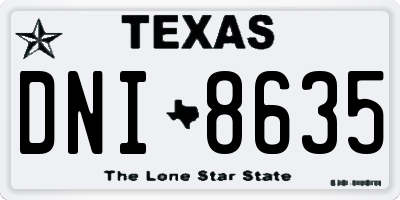 TX license plate DNI8635