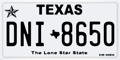 TX license plate DNI8650