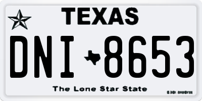TX license plate DNI8653