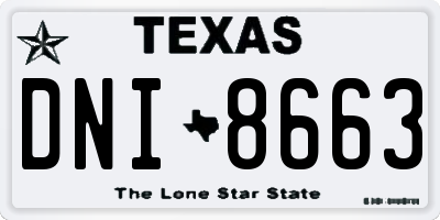 TX license plate DNI8663