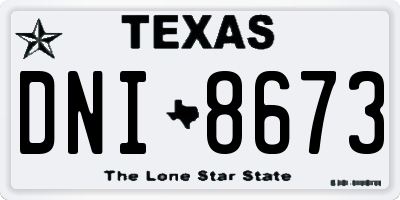 TX license plate DNI8673