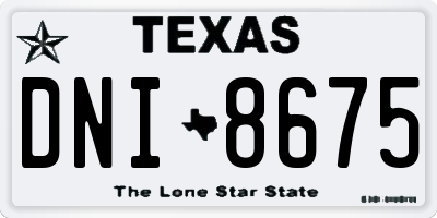 TX license plate DNI8675