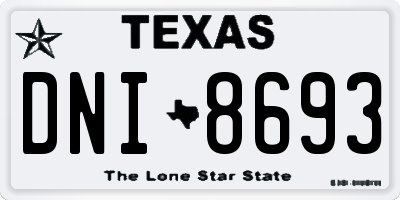 TX license plate DNI8693