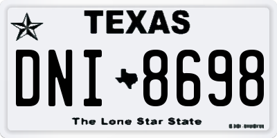TX license plate DNI8698