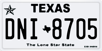 TX license plate DNI8705