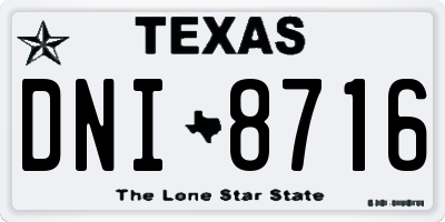 TX license plate DNI8716