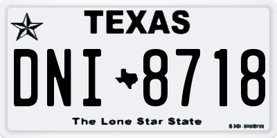 TX license plate DNI8718