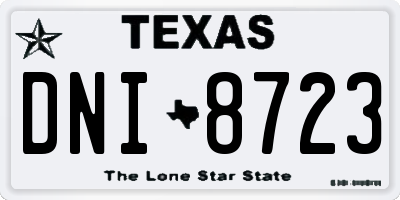 TX license plate DNI8723