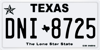 TX license plate DNI8725