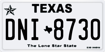 TX license plate DNI8730
