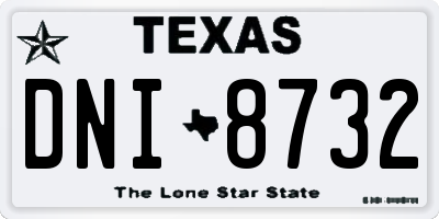 TX license plate DNI8732