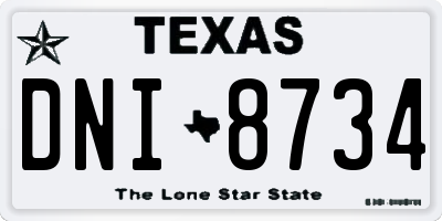 TX license plate DNI8734