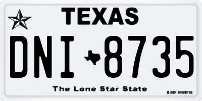 TX license plate DNI8735