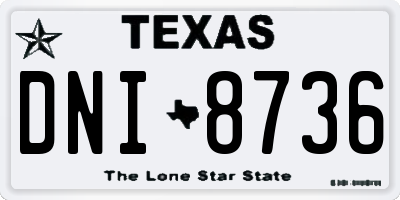 TX license plate DNI8736