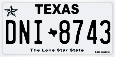 TX license plate DNI8743