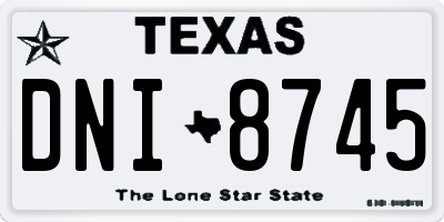 TX license plate DNI8745