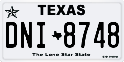TX license plate DNI8748