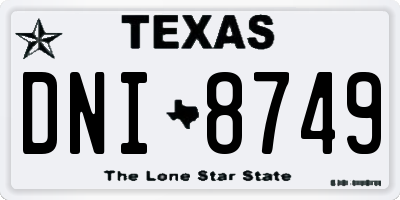 TX license plate DNI8749