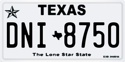TX license plate DNI8750