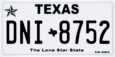 TX license plate DNI8752