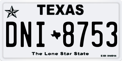 TX license plate DNI8753