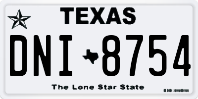 TX license plate DNI8754