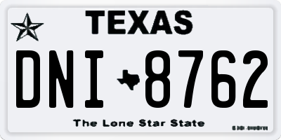 TX license plate DNI8762