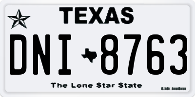 TX license plate DNI8763
