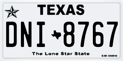 TX license plate DNI8767
