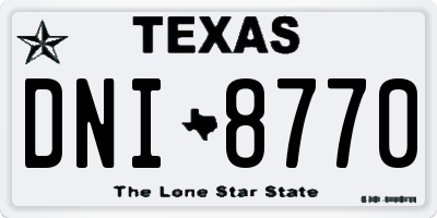 TX license plate DNI8770
