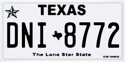 TX license plate DNI8772