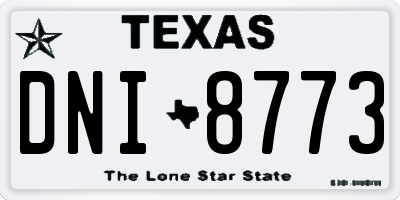 TX license plate DNI8773