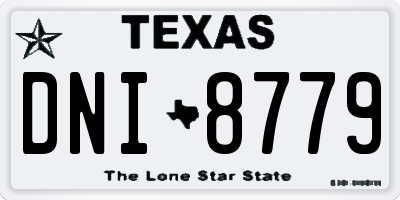 TX license plate DNI8779