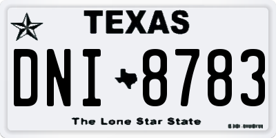 TX license plate DNI8783