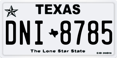 TX license plate DNI8785
