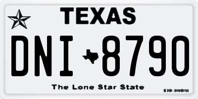TX license plate DNI8790