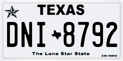 TX license plate DNI8792