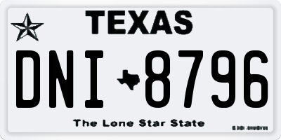 TX license plate DNI8796