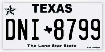 TX license plate DNI8799