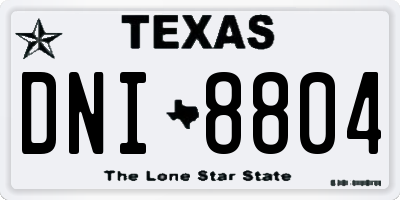 TX license plate DNI8804
