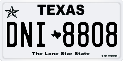 TX license plate DNI8808