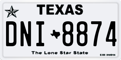 TX license plate DNI8874