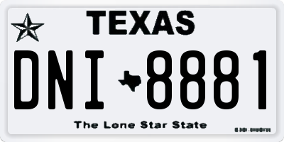 TX license plate DNI8881