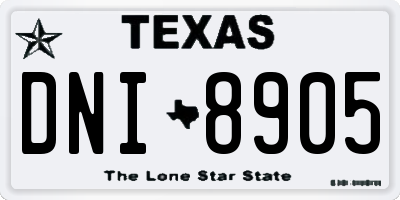TX license plate DNI8905