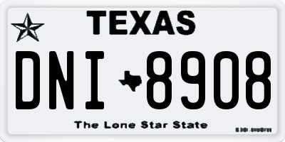 TX license plate DNI8908