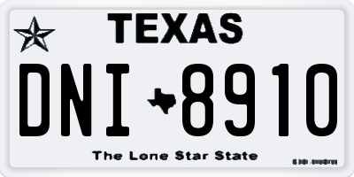TX license plate DNI8910