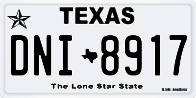 TX license plate DNI8917