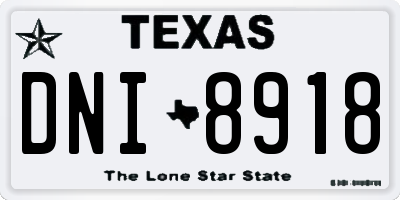 TX license plate DNI8918