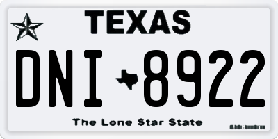 TX license plate DNI8922