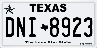 TX license plate DNI8923